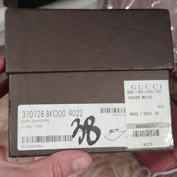 AUTHENTIC GUCCI VINTAGE MYSTIC WHITE LEATHER FLAT THONG SANDAL SIZE 38 - Picture 8 of 11